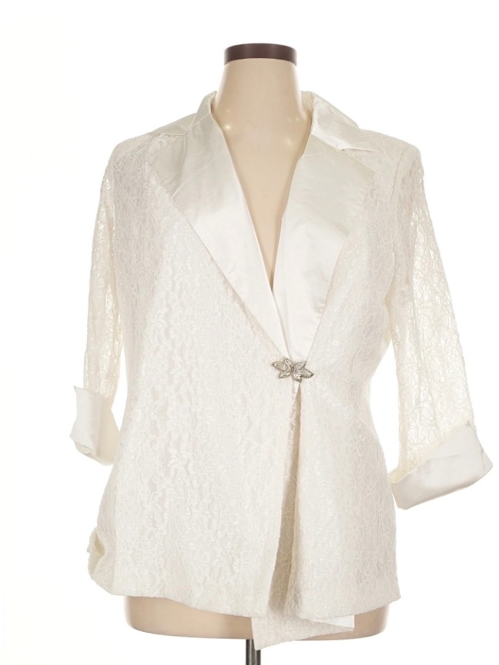 Women's Ivory Satin and Lace Jacket Dressy
